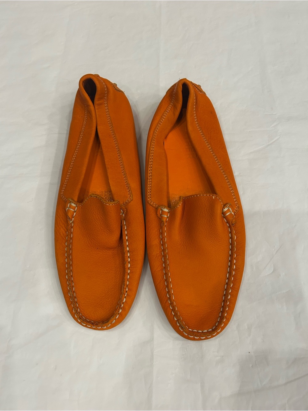 Wilsons Leather Vibrant Orange Leather Moccasin Loafers